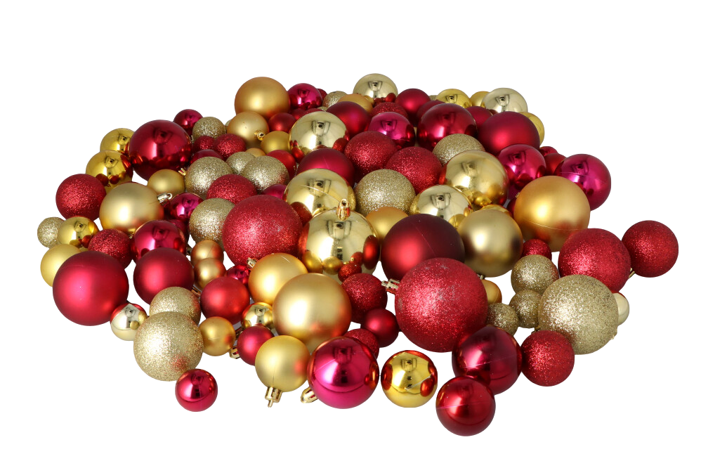 Kunststof Kerstballen set 120 ballen - binnen buiten - Goud/Bordeaux