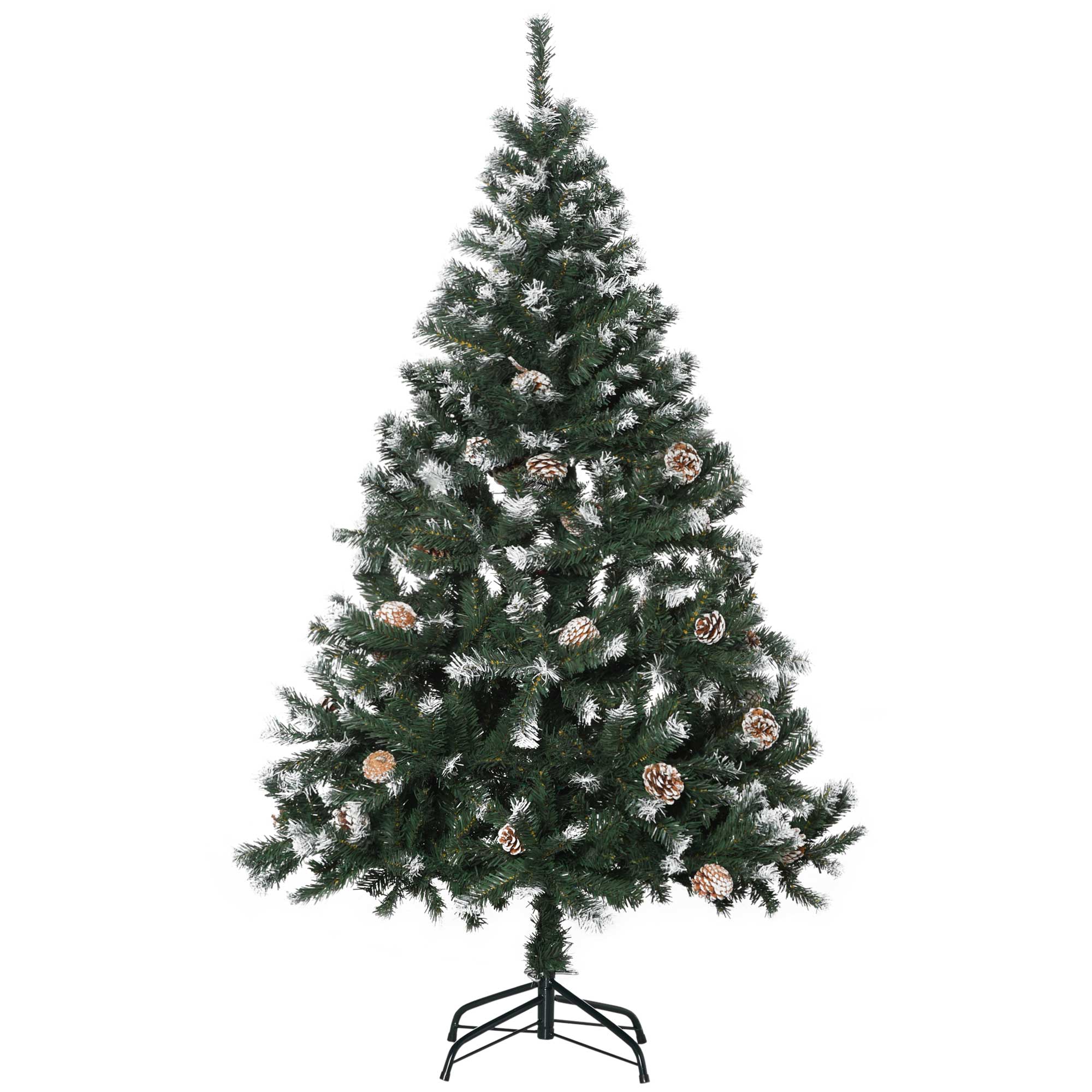 Homcom Kunstkerstboom met Dennenappels en besneeuwde punten Ø85x150H cm