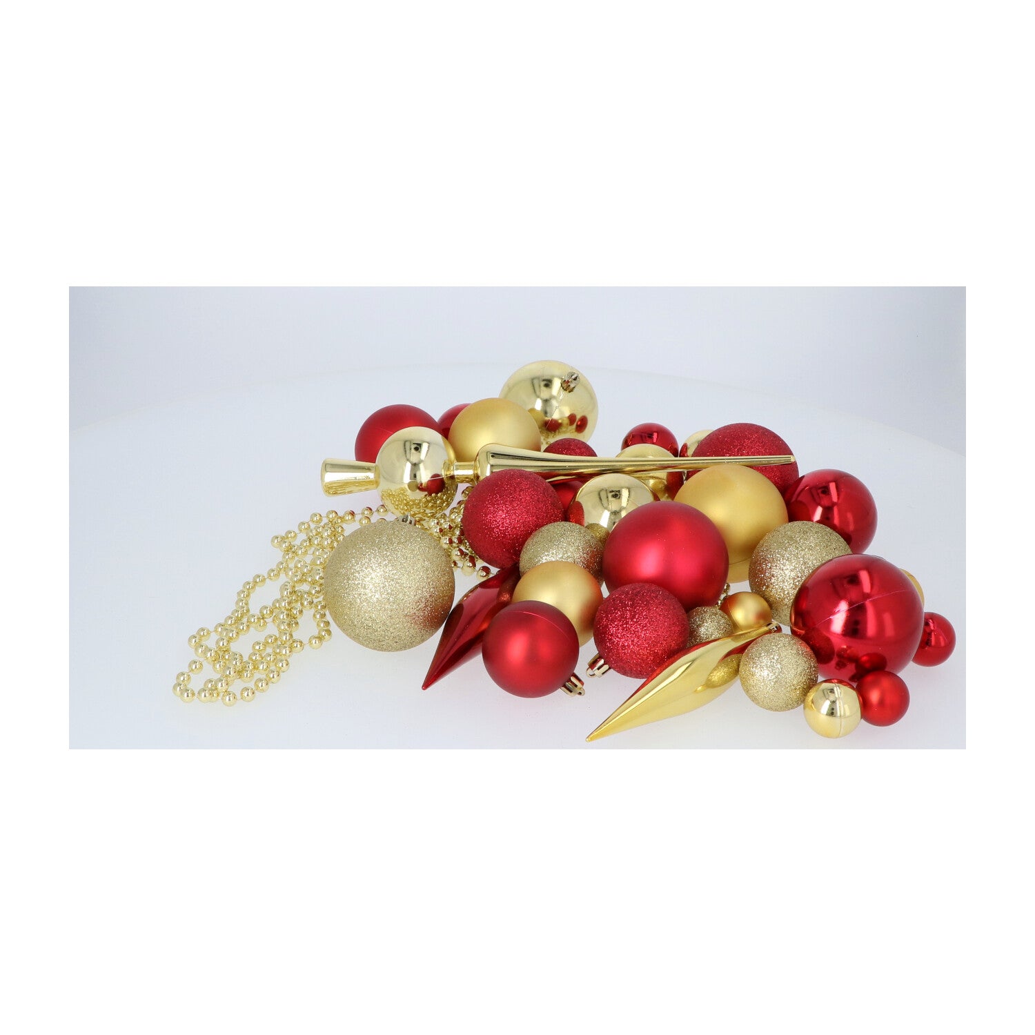 4seasonz® Kerstballen Set 130 Ballen met Piek & Slinger - Goud-Bordeaux