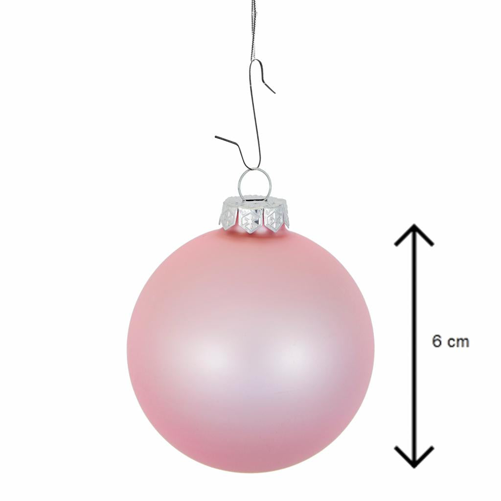 Decosy® Poweder Pink Christmas Baubles Glass 52 pieces - 36x 60mm and 16x 80mm