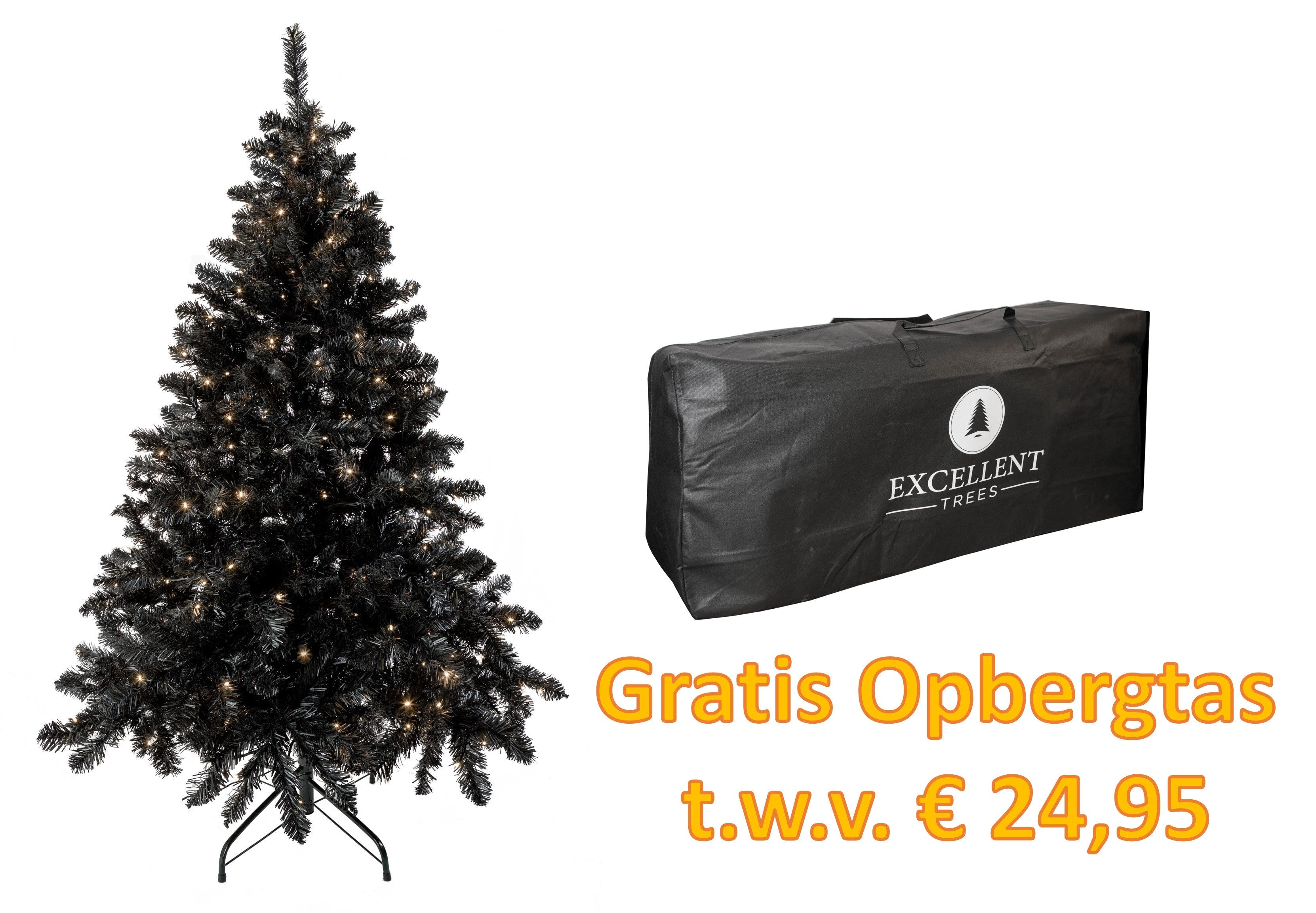 Kerstboom Excellent Trees® LED Stavanger Black 180 cm met verlichting - nu met Gratis Opbergtas t.w.v. € 24.95