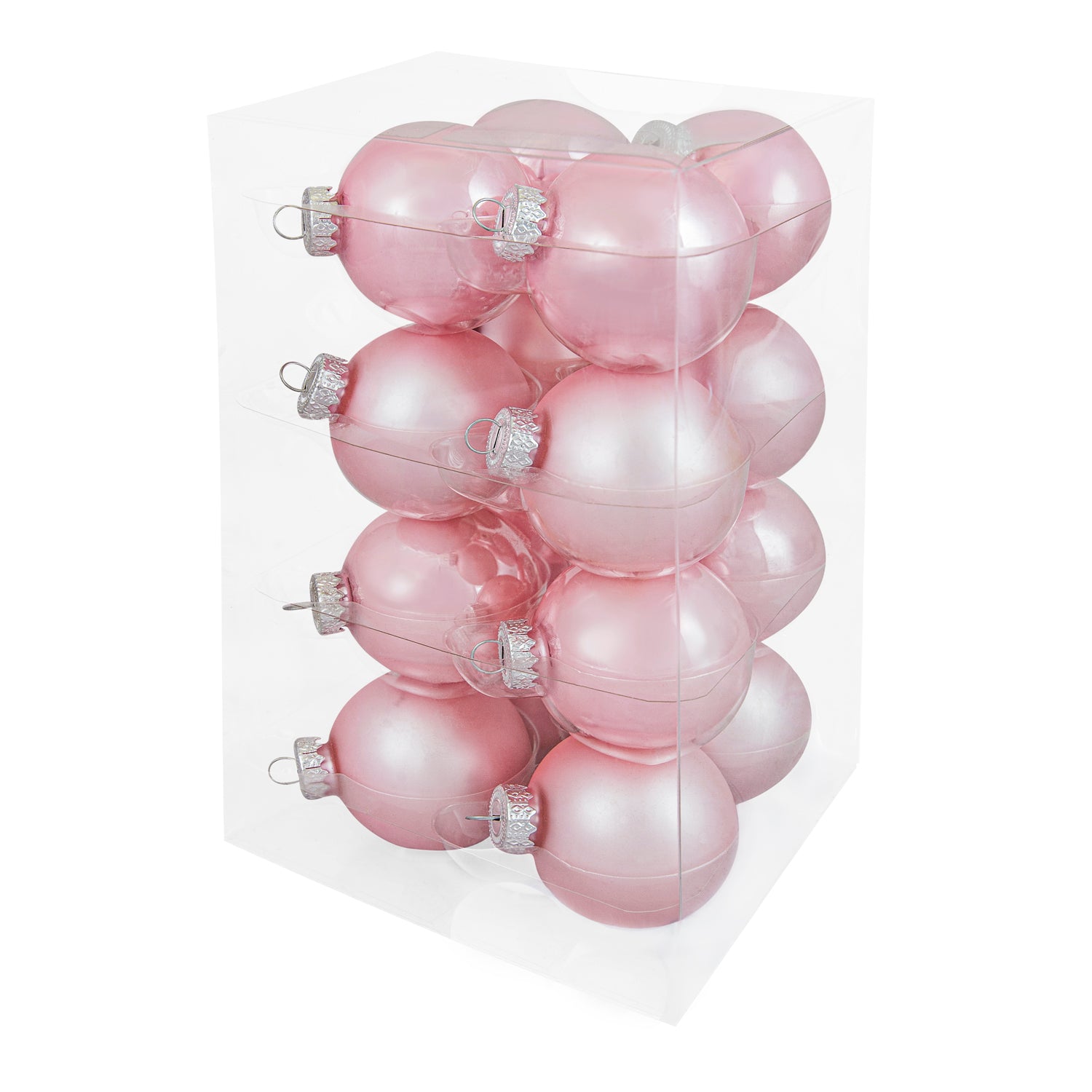 Decosy® Powder Pink Christmas Baubles Glass 48 pieces - 32x 60mm and 16x 80mm