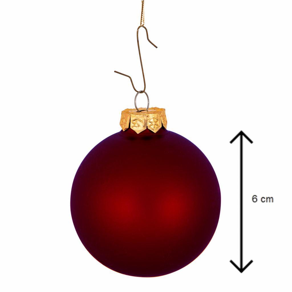 Glass Christmas Baubles (60mm) Box 52 pieces Dark Red Combi