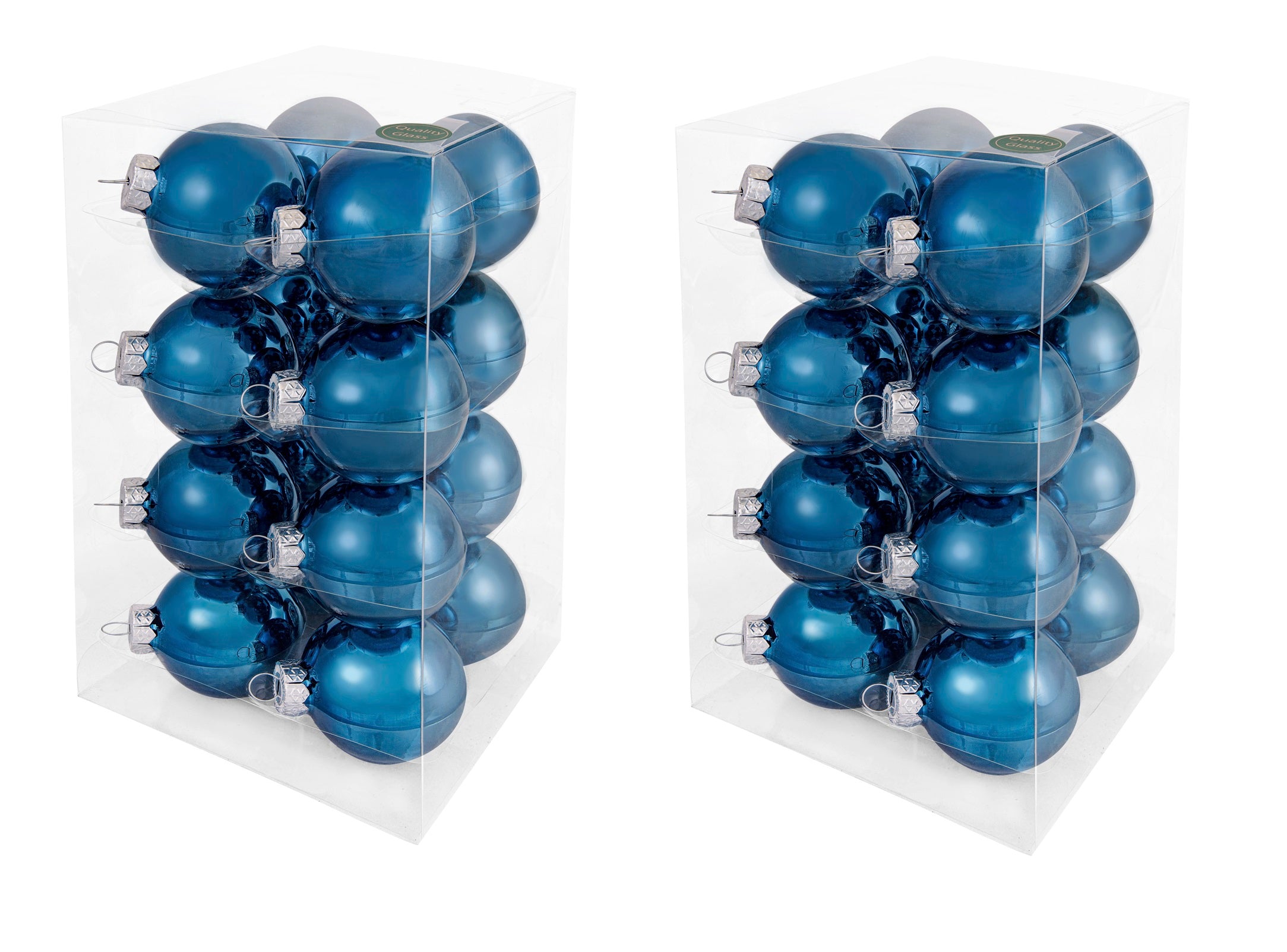 Decosy® Petrol Christmas baubles Glass 32 pieces - 60 mm - Blue