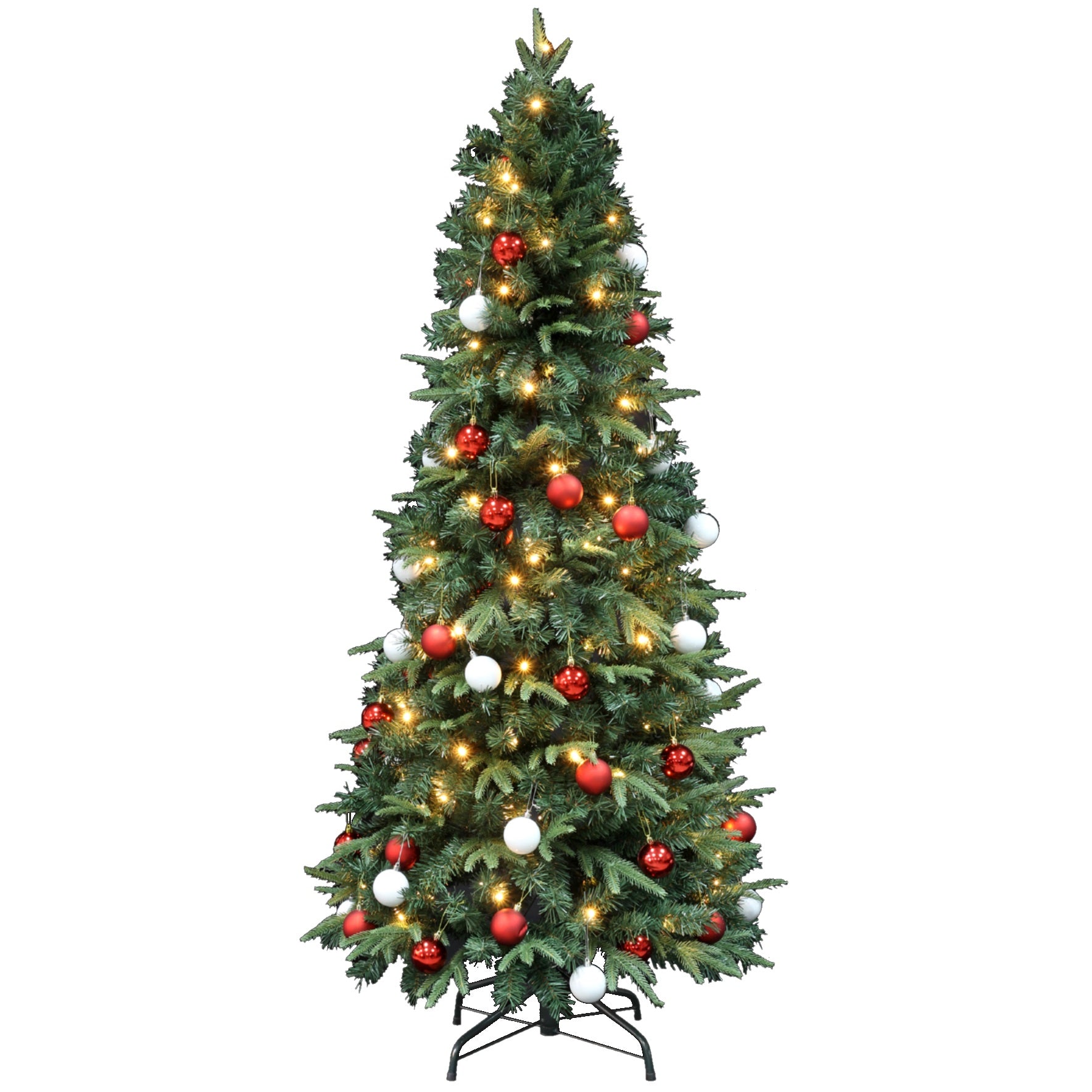 Weihnachtsbaum mit Dekoration Easy Set Up Tree® LED Avik Rot 180 cm - 240 Lichter