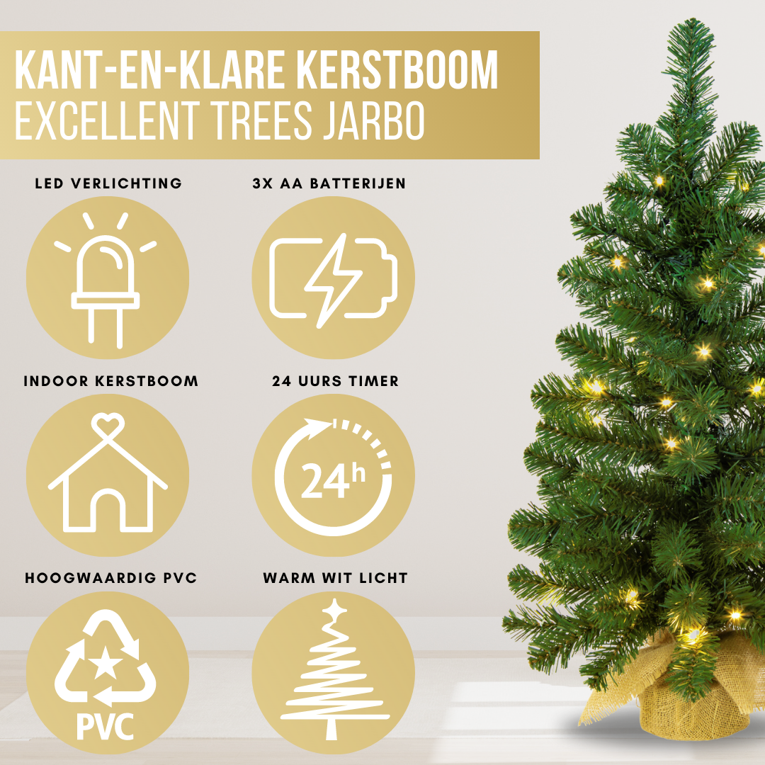 Christmas tree Excellent Trees® LED Jarbo Green 90 cm with lighting - Luxury version - 80 Lights