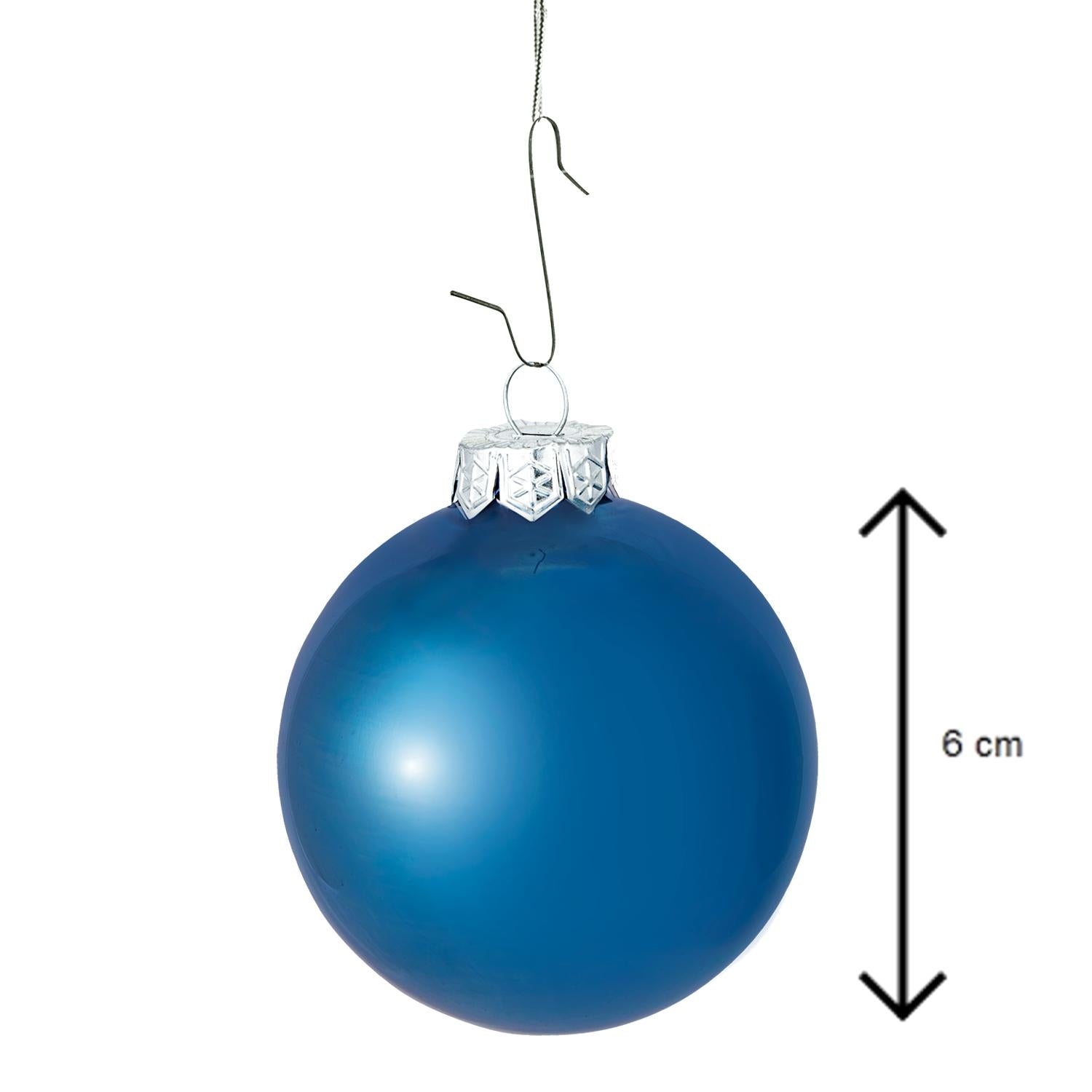Decosy® Petrol Christmas baubles Glass 32 pieces - 60 mm - Blue