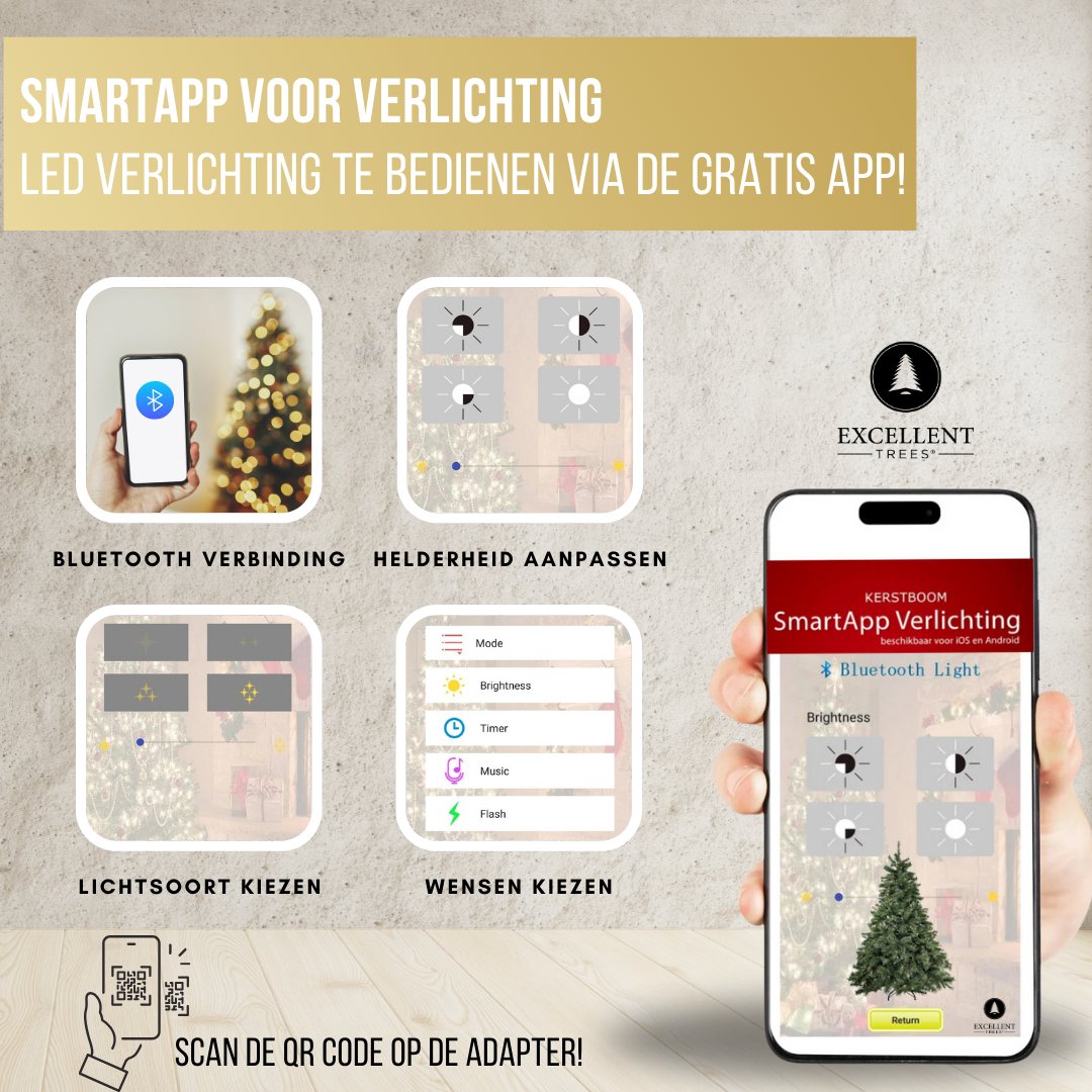 Excellent Trees® Elverum Frosted 150 cm Kerstboom met Verlichting met Mobiele App